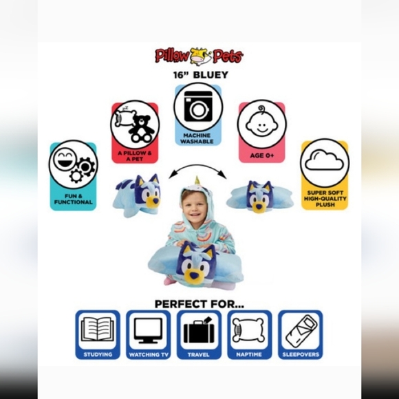 NWT Bluey Pillow Pet Plush Mini!!! 11in - Picture 3 of 9